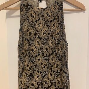 Elegant Black and Gold Lace Maxi Dress